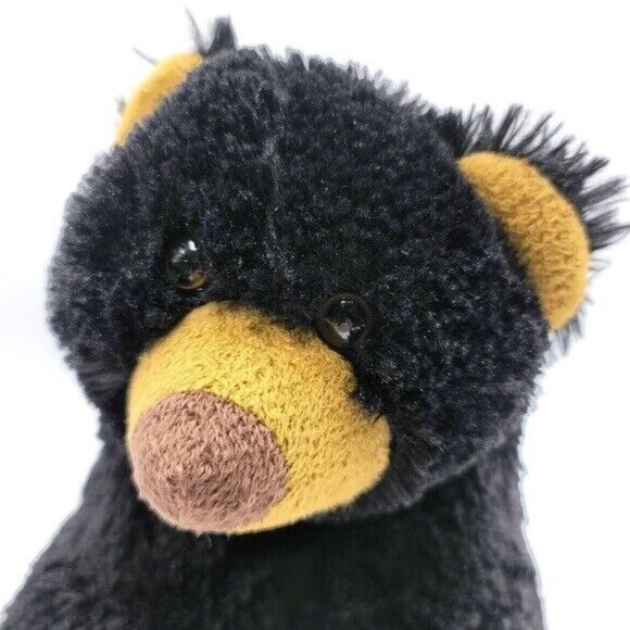 Kika Black Bear Plush Stuffed Animal Toy 15" Brown Yellow Ears Zoo National Park - Picture 2 of 10